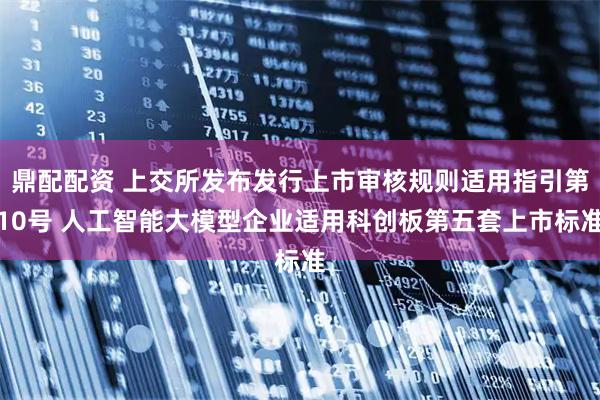 鼎配配资 上交所发布发行上市审核规则适用指引第10号 人工智能大模型企业适用科创板第五套上市标准