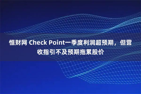 恒财网 Check Point一季度利润超预期,但营收指引不及预期拖累股价